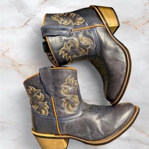 Laredo Sapphyre Blue Grey Distressed Leather Western Booties Size 7